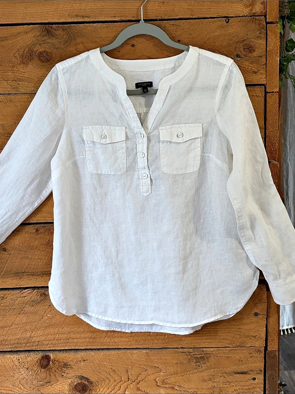 Talbots Linen Pocket tunic top Linen White Size Small